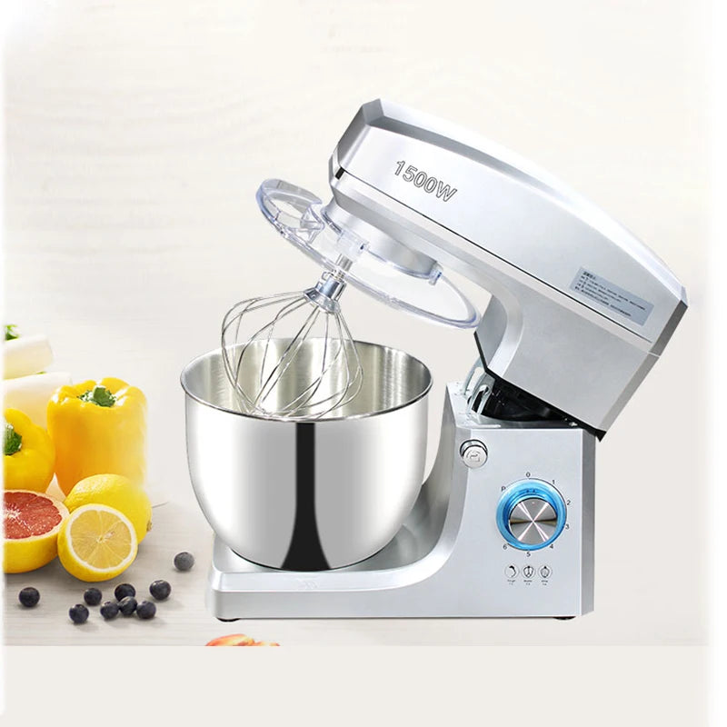 Stand Mixer 7L 1500W Electric Kitchen Mixer with Stainless Steel Bowl 6 Speed Planetary
