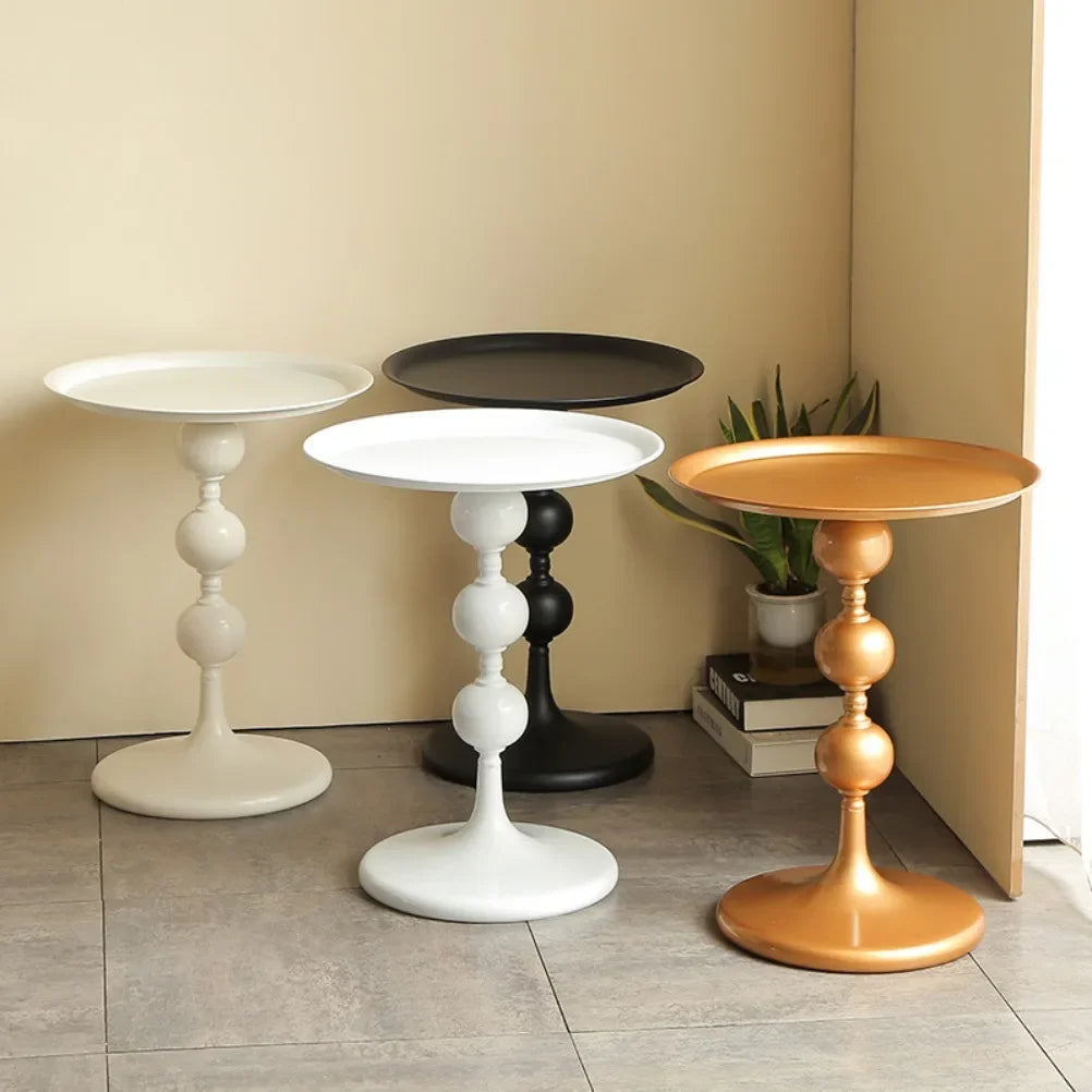 Round Metal Side Table 40cm Modern Pedestal Coffee Accent Table Balcony – Gold