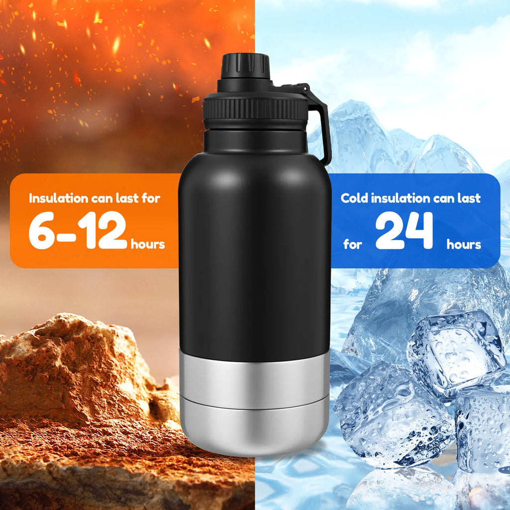 Dog Water Bottle 3-in-1 Stainless Steel Leakproof Travel Bottle with Detachable Bowls