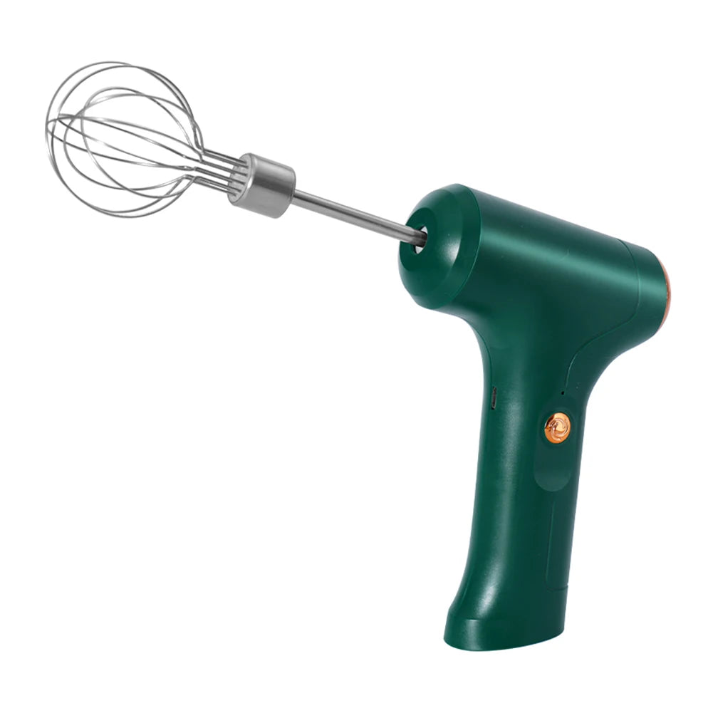 Electric Hand Mixer USB Rechargeable Cordless Food Whisk with Dual Beaters One Touch Control – Green