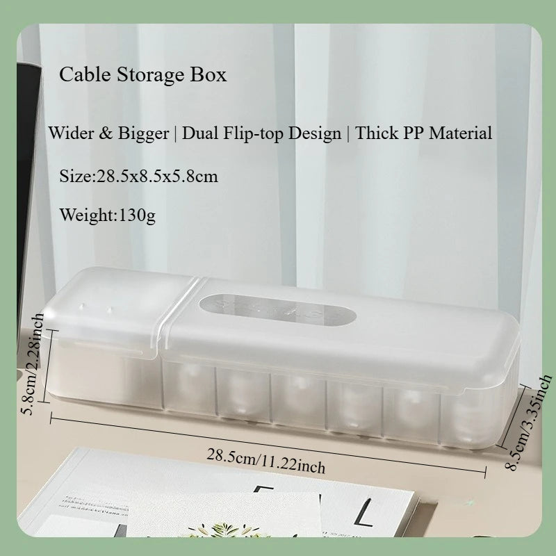 Cable Storage Box 2 Piece 28.5cm Covered Cord Organiser with Compartments - Green