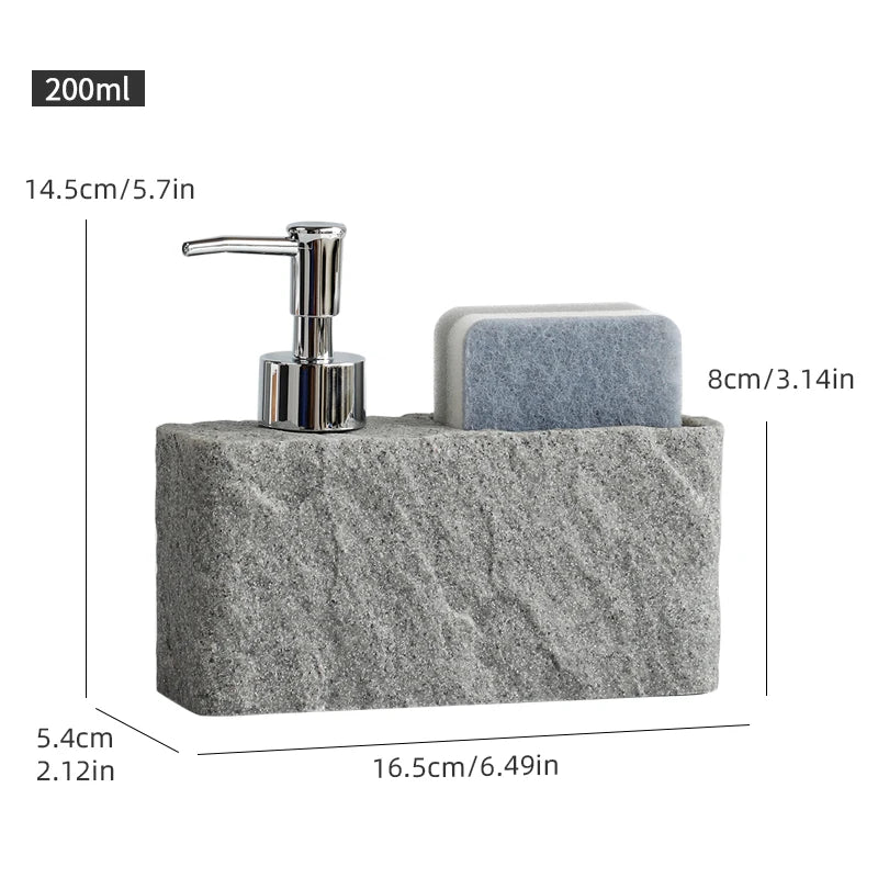 Soap Dispenser Resin Liquid Pump with Sponge Holder for Kitchen - Black