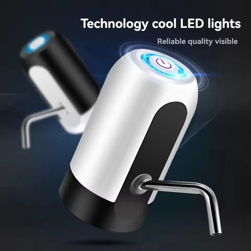 Water Bottle Pump USB Rechargeable Automatic Drinking Water Dispenser Portable One Touch – Black