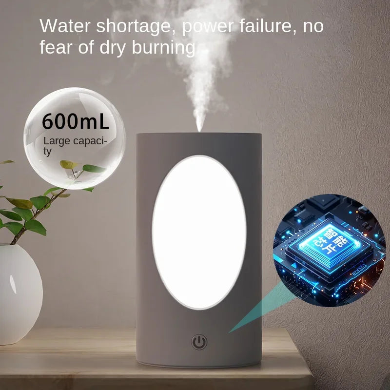 Rechargeable Humidifier 600 mL Aroma Diffuser with LED Light - Wood Grain