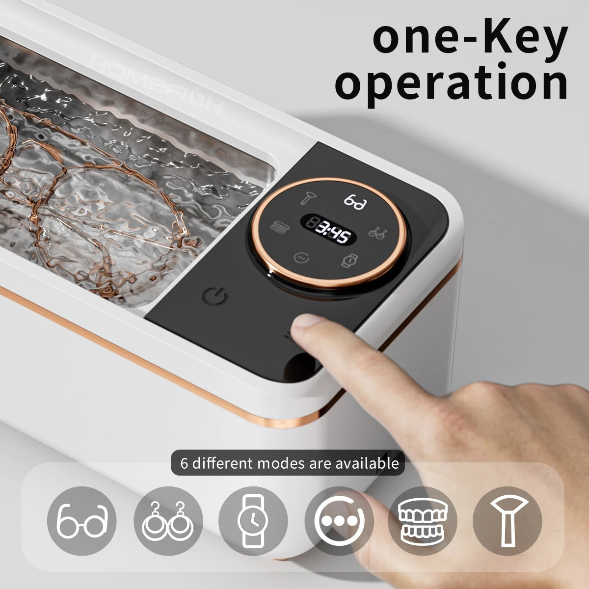 Ultrasonic Cleaner 55KHZ Portable Cleaning Machine 11W for Glasses Jewelry White