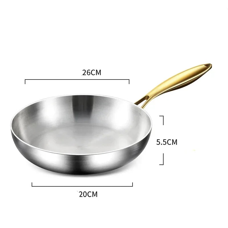 Frying Pan 26cm 316 Stainless Steel Chef Wok for Gas & Induction Cooking