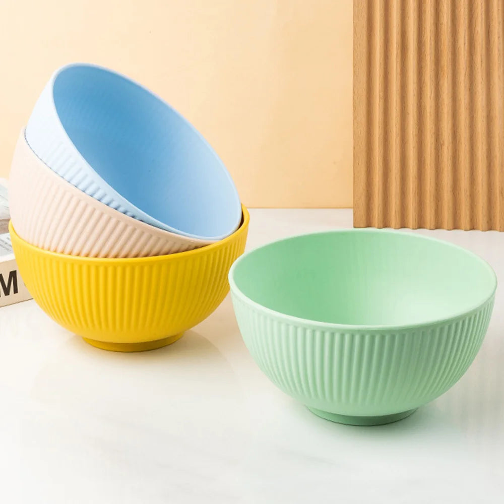 4 Piece Wheat Straw Bowl Set Shatter Resistant Reusable Serving Bowls for Home and Dining – Green