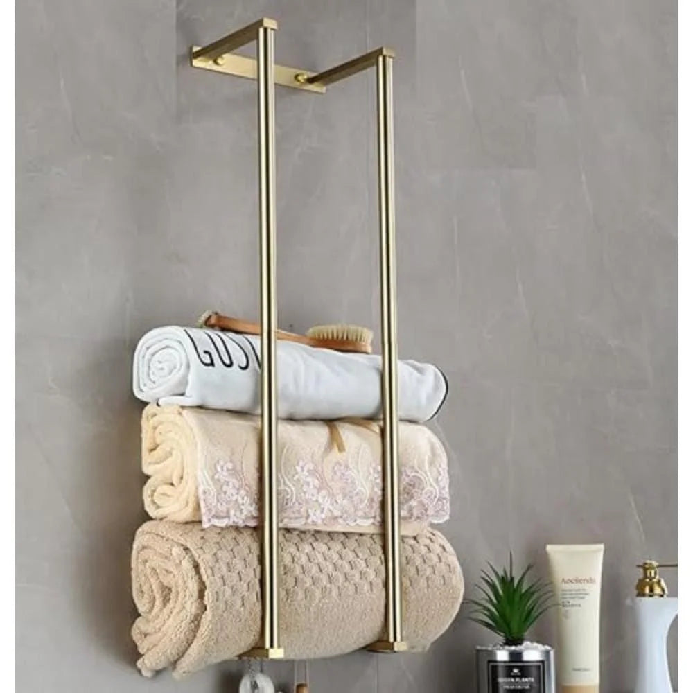 Towel Rack Wall Mounted Stainless Steel Rolled Towel Storage - Silver