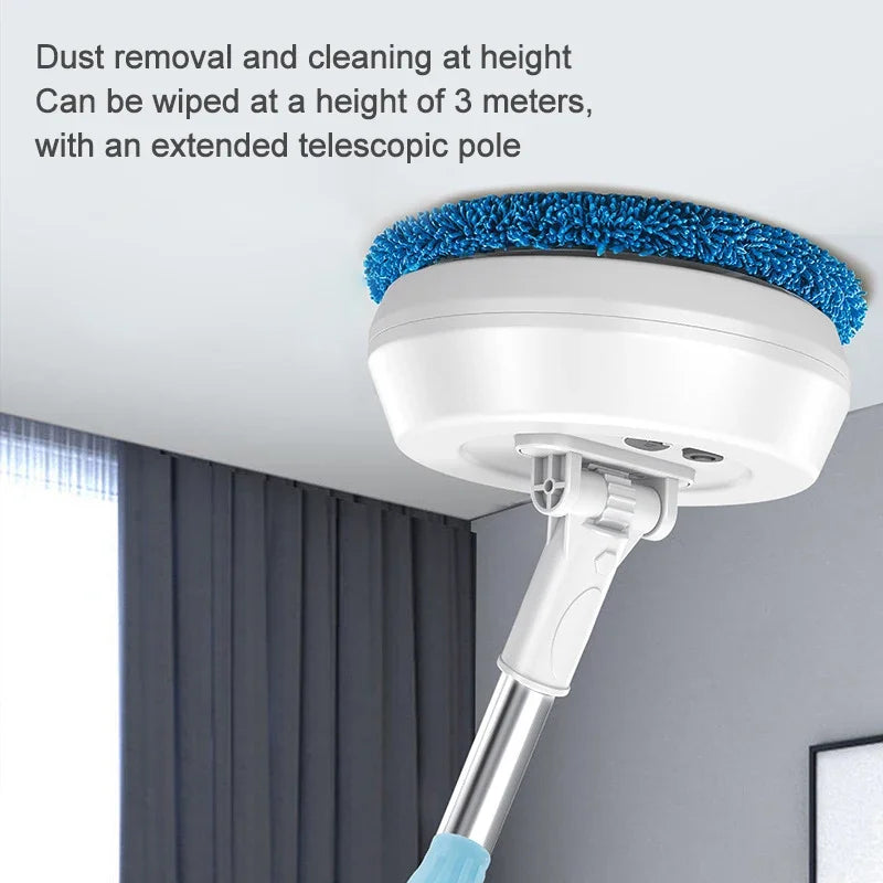 Spin Mop Cleaner 85Min Cordless Wet and Dry Floor Scrubber with Extendable Handle - Blue