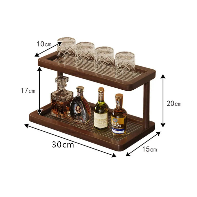 2 Tier Bamboo Countertop Shelf with Acrylic Base Kitchen Spice Rack Bathroom Organizer Display Stand – Small