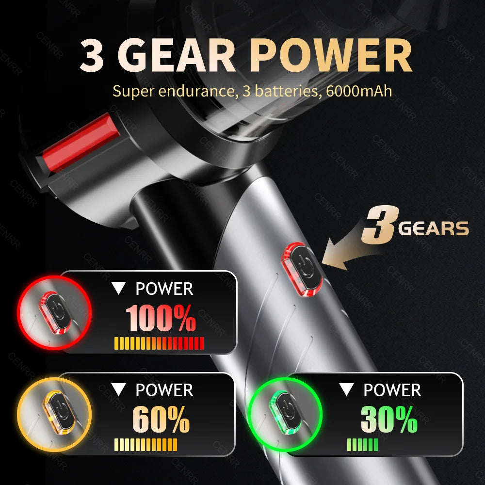 Vacuum Cleaner 6000mAh Cordless Handheld Blower and Suction Tool with 9 Accessories