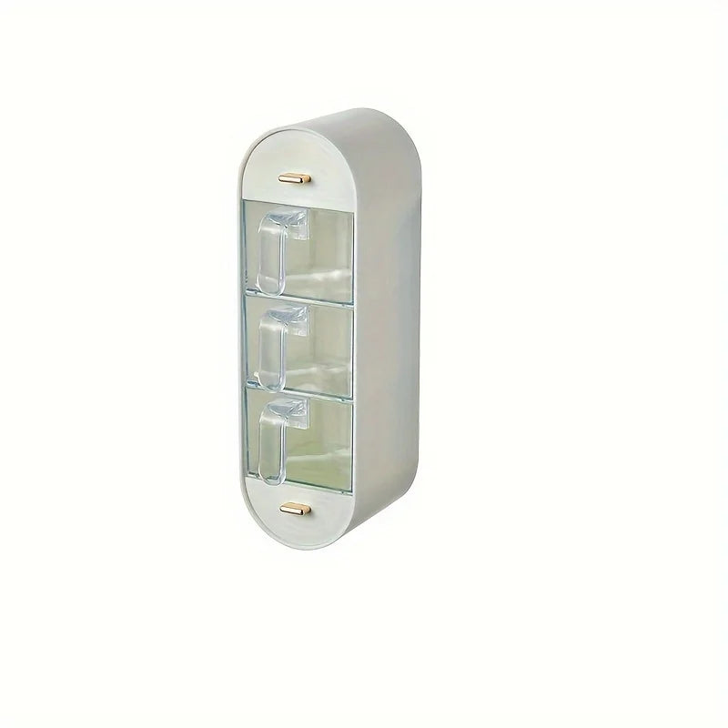 Seasoning Box 5 Compartment Wall Mounted Spice Container Pull Out Storage Rack – White