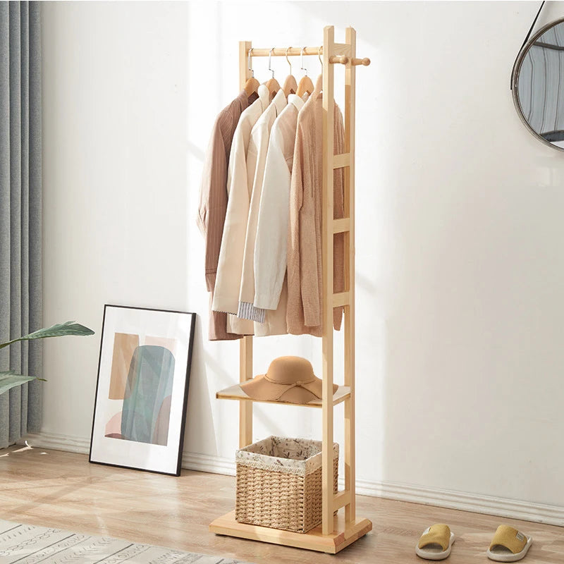 Bamboo Garment Rack with Shelves Freestanding Clothes Rail Coat Stand 155 cm