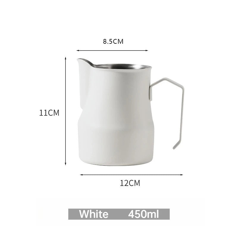 Milk Frothing Pitcher 450 mL Stainless Steel Measuring Jug with Pouring Spout for Coffee Preparation