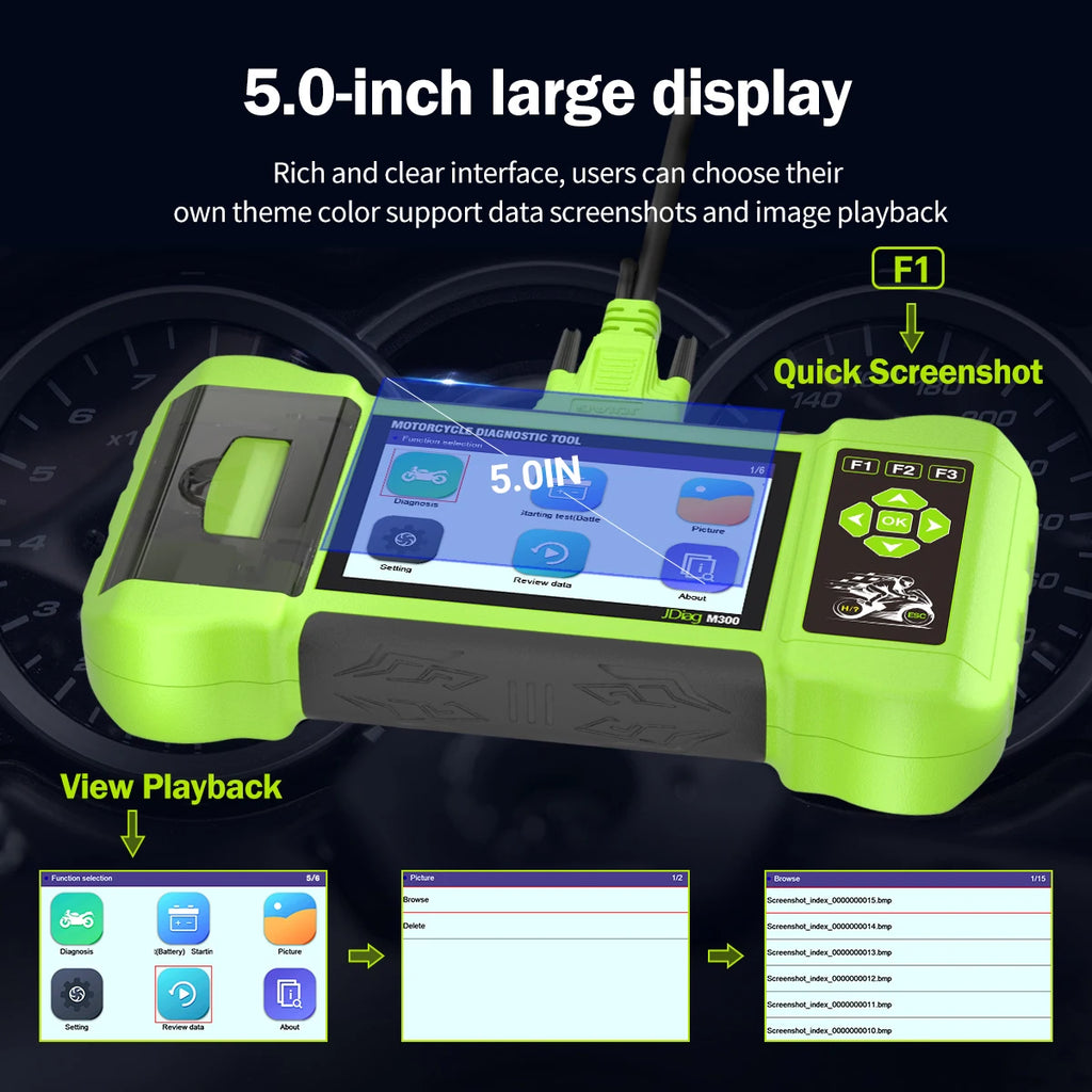 Motorcycle Diagnostic Scanner 5 Inch LCD Fault Reader ABS Engine Test Kit With Cable Set