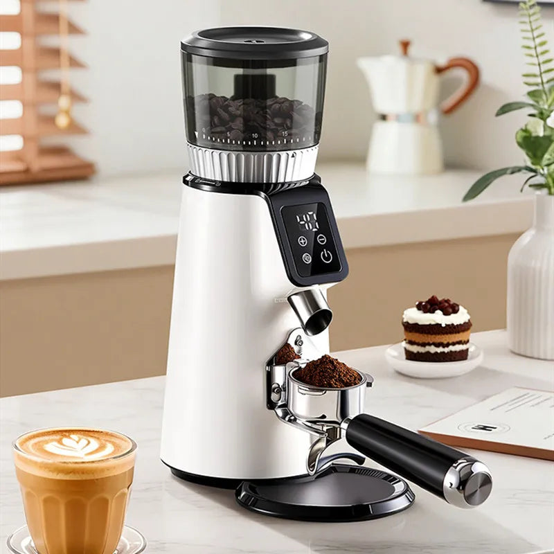 Electric Coffee Grinder Adjustable Burr Espresso Grinder - White