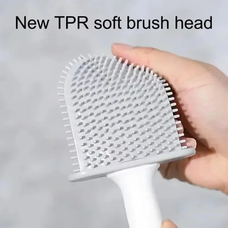 Silicone Toilet Brush with Holder Leakproof Wall Mounted Bathroom Cleaning Brush – Black