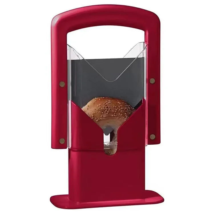 Bagel Slicer Guided Bread Cutter with Handle for Kitchen Bench - White