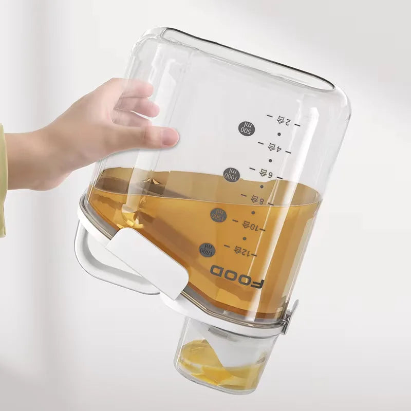 Airtight Food Storage Container 2000 mL Pour Spout and Measuring Cup - White