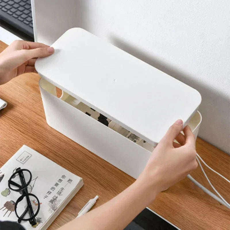 Desktop Cable Storage Box Power Strip Organizer – Black