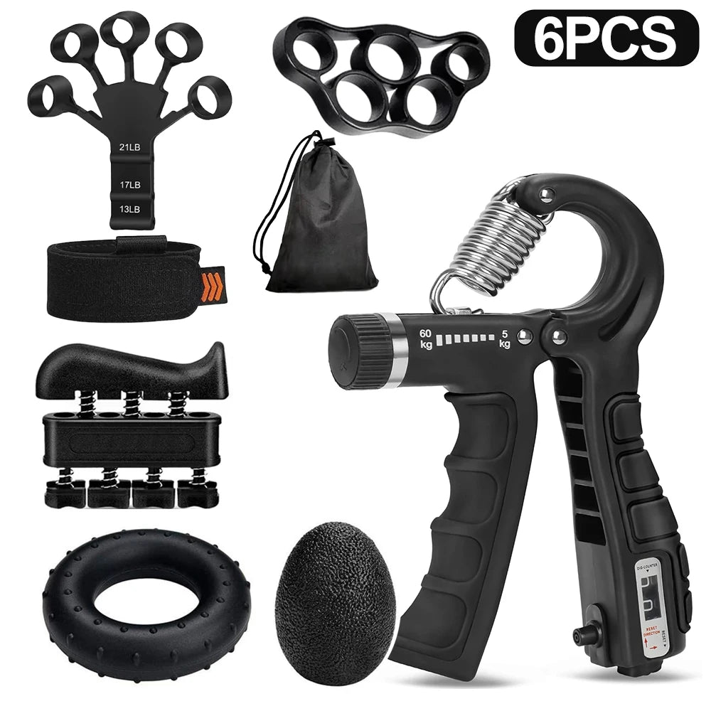 Adjustable Heavy Hand Gripper Fitness Hand Exerciser Grip Wrist Training Finger Gripper Hand Strengthener for Patient - 6PCS Set