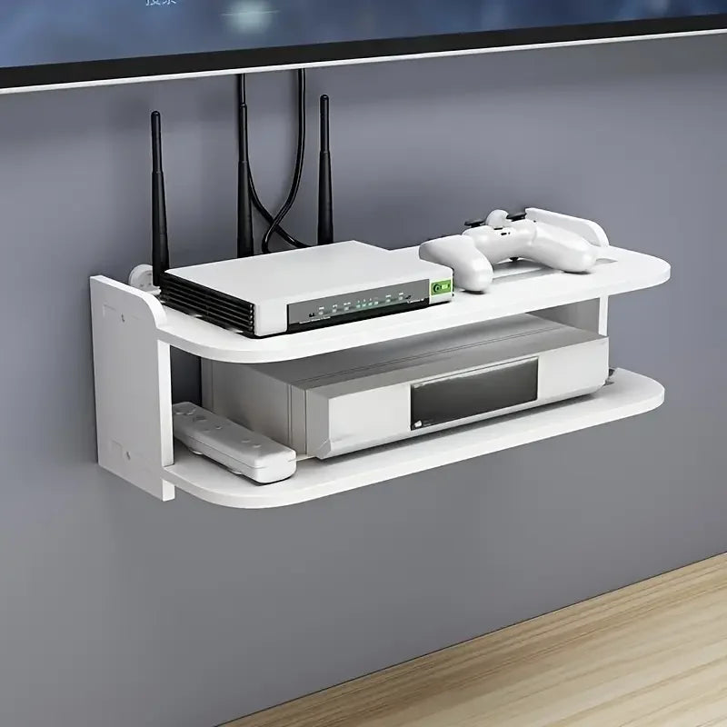 Wifi Routers Hanging Shelf Power Strip Multi Outlet TV Top Boxes Cable Hidden Floating Racks Wall Mount Holder Storage Organizer