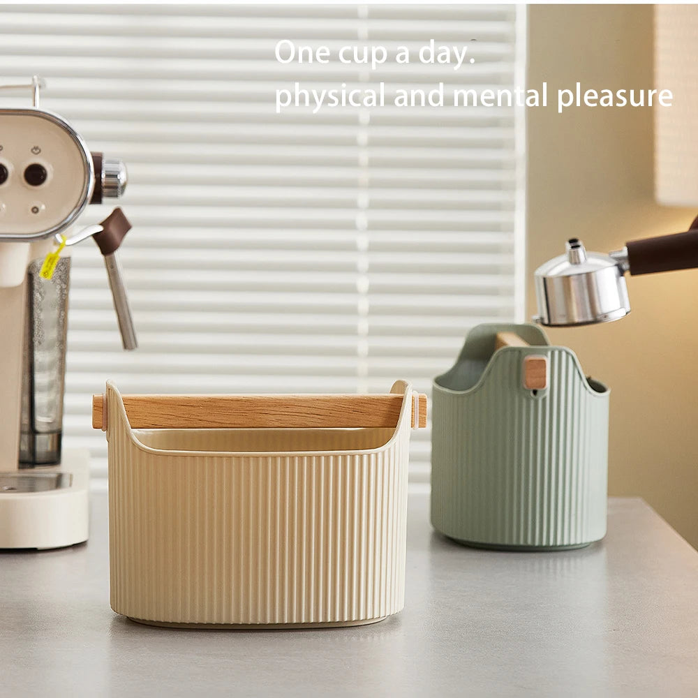 Coffee Knock Box Espresso Coffee Grounds Bucket with Removable Knock Bar and Non-Slip Base – Green
