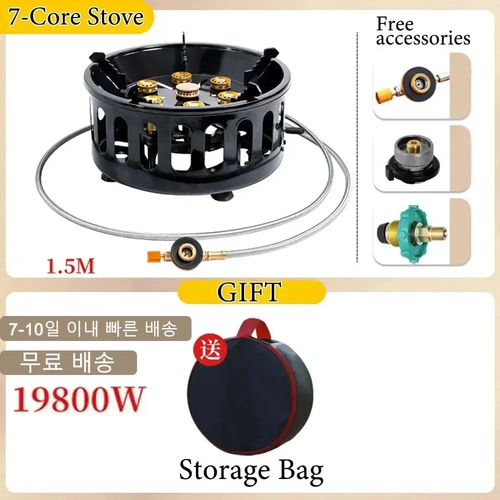 19800W 7-Core Portable Camping Stove with Electronic Ignition