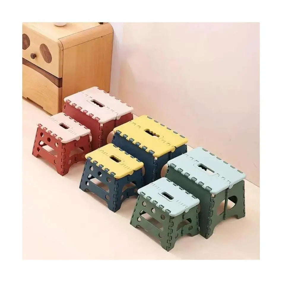 Foldable Plastic Step Stool Portable Camping Seat Heavy Duty Folding Chair Large – Blue
