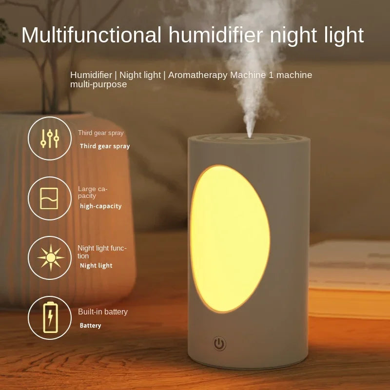 Rechargeable Humidifier 600 mL Aroma Diffuser with LED Light - Wood Grain