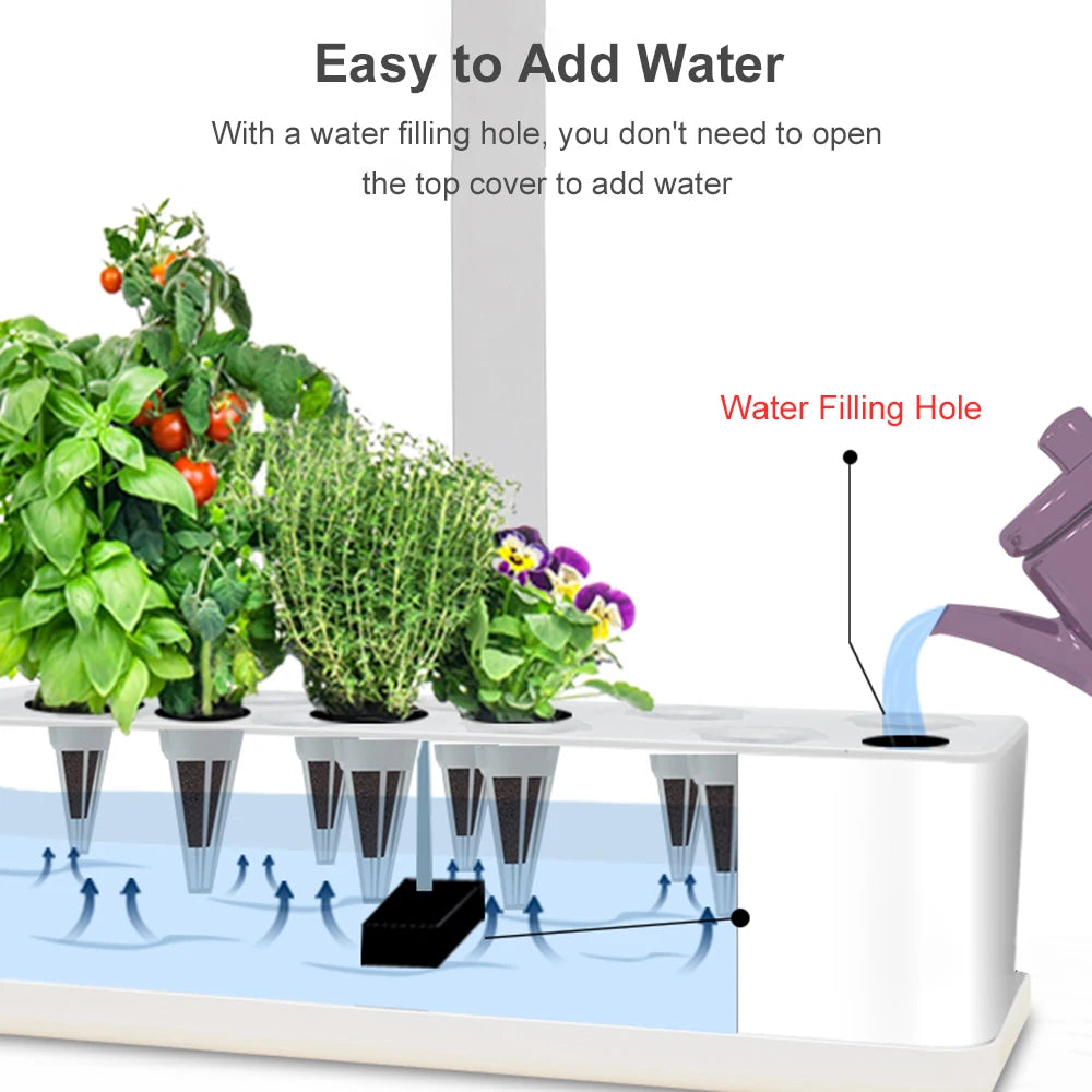 Hydroponic Growing System 9 Pod 2L Indoor Garden with 15W LED Grow Light AU Plug - White