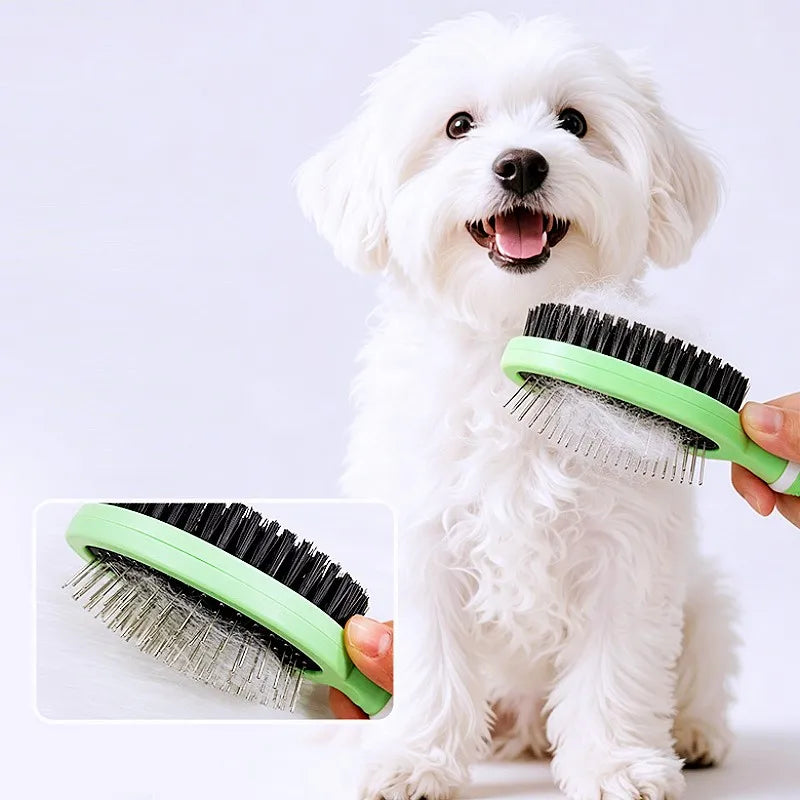 Pet Grooming Comb Double Sided Stainless Steel Deshedding Brush Coat Care Tool for Dogs and Cats