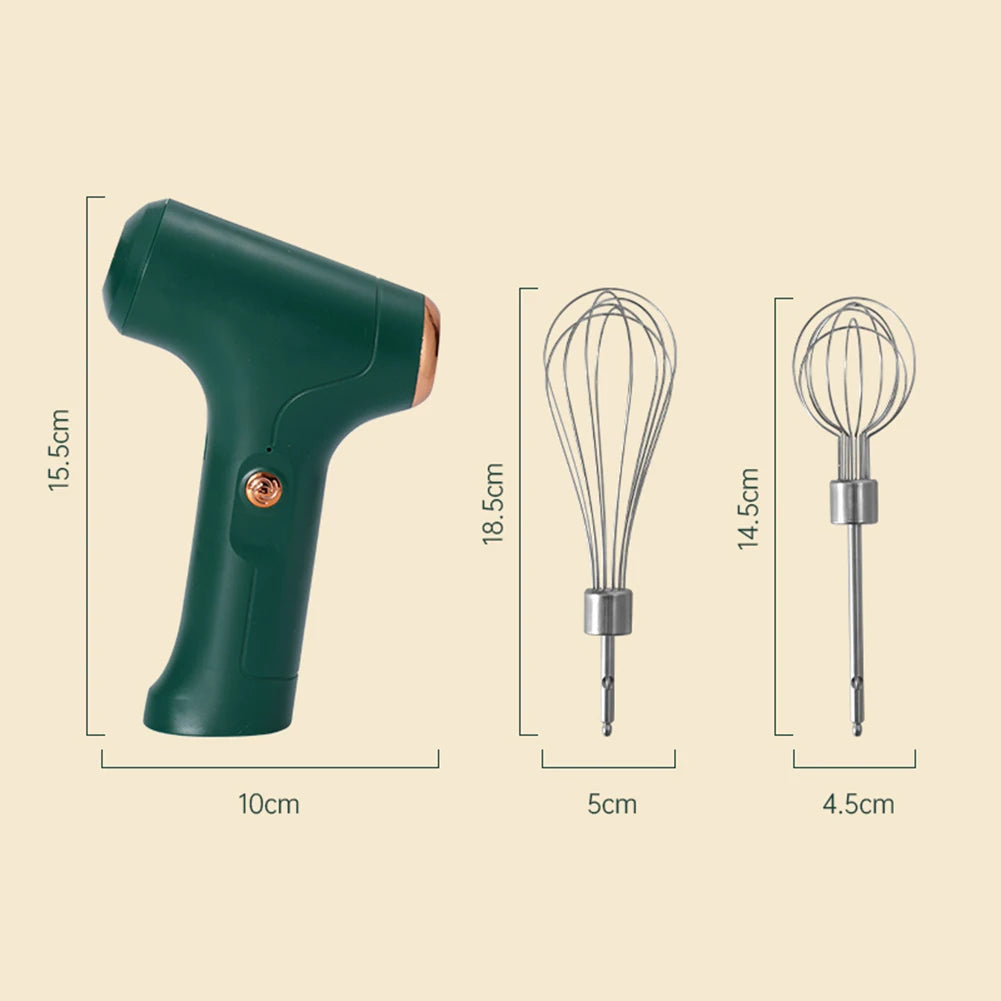 Electric Hand Mixer USB Rechargeable Cordless Food Whisk with Dual Beaters One Touch Control – White