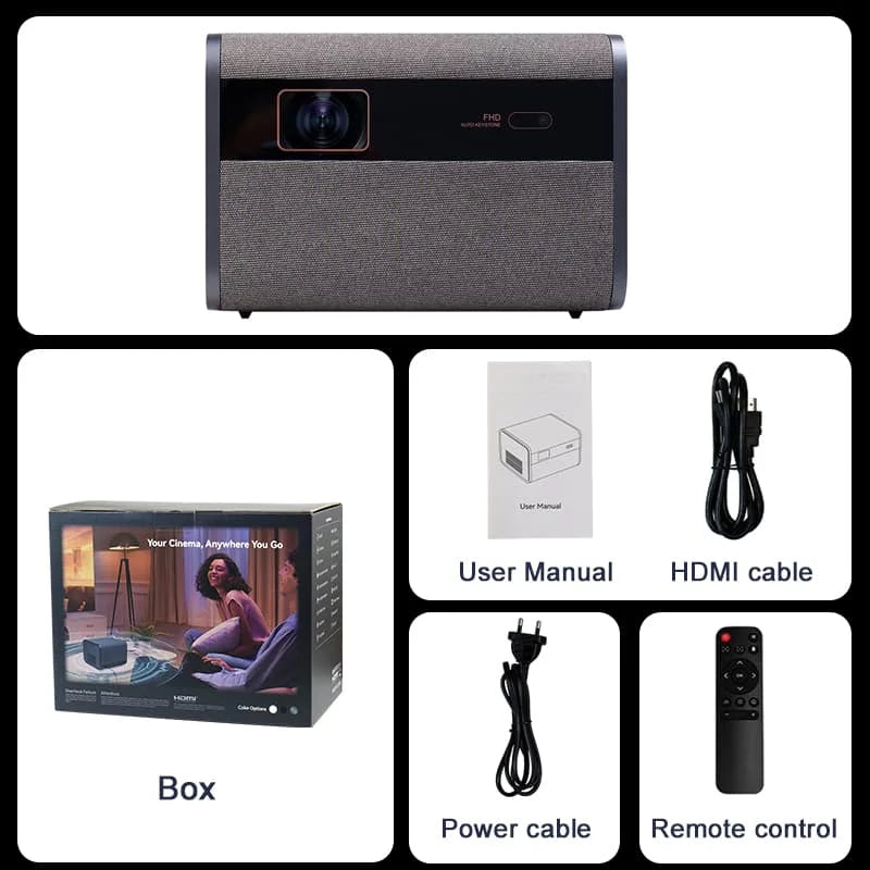 Smart Projector Native 1080P 4K Supported Android 11 WiFi 6 Bluetooth AU Plug – Grey