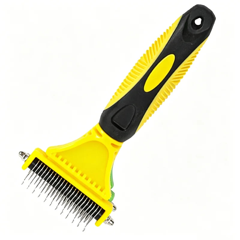 Pet Grooming Brush Double Sided Undercoat Rake Detangling Hair Removal Comb for Dogs and Cats