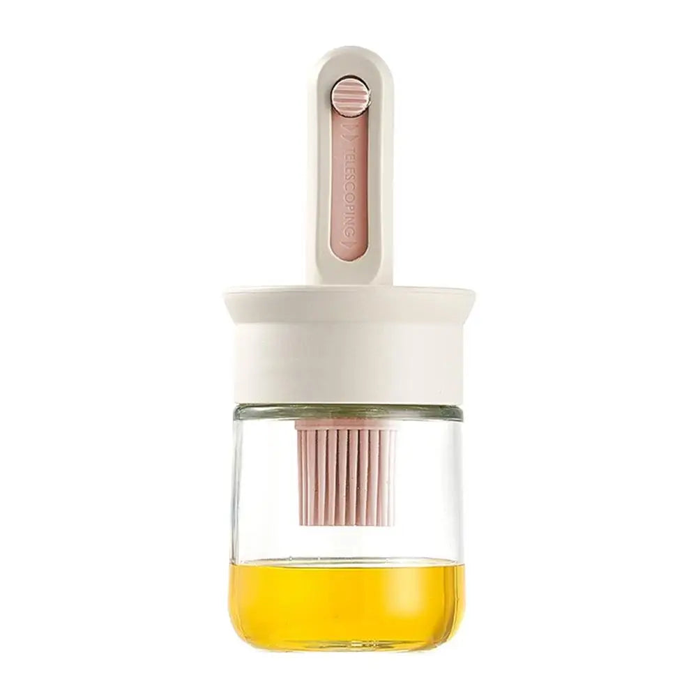 Oil Dispenser Bottle with Silicone Brush BPA-Free Heat Resistant Basting Bottle for Cooking BBQ and Baking – Pink