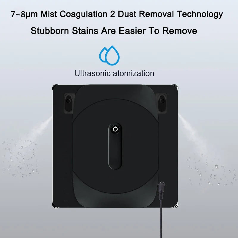 Window Cleaning Robot 2600Pa Auto Water Spray APP & Remote Control Glass Cleaner with 6.7m Cord