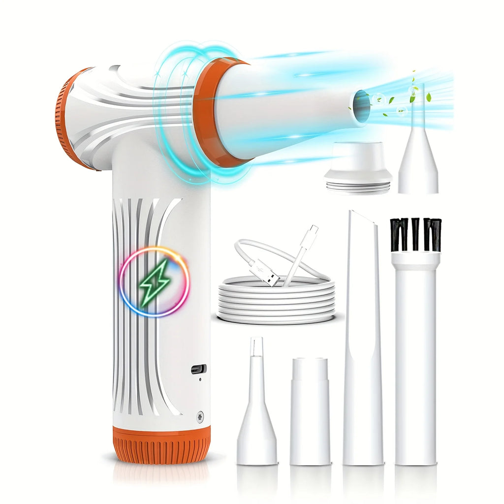 Wireless Air Duster 130000RPM Electric Blower Rechargeable Keyboard PC Cleaner White