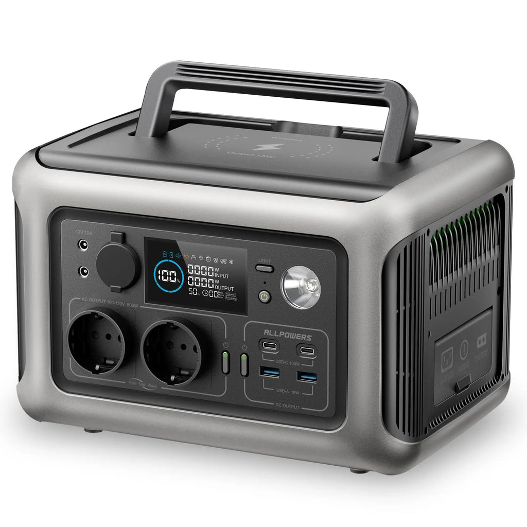 Portable Power Station 299Wh 600W LiFePO4 Battery Pack Emergency Backup Supply – Black