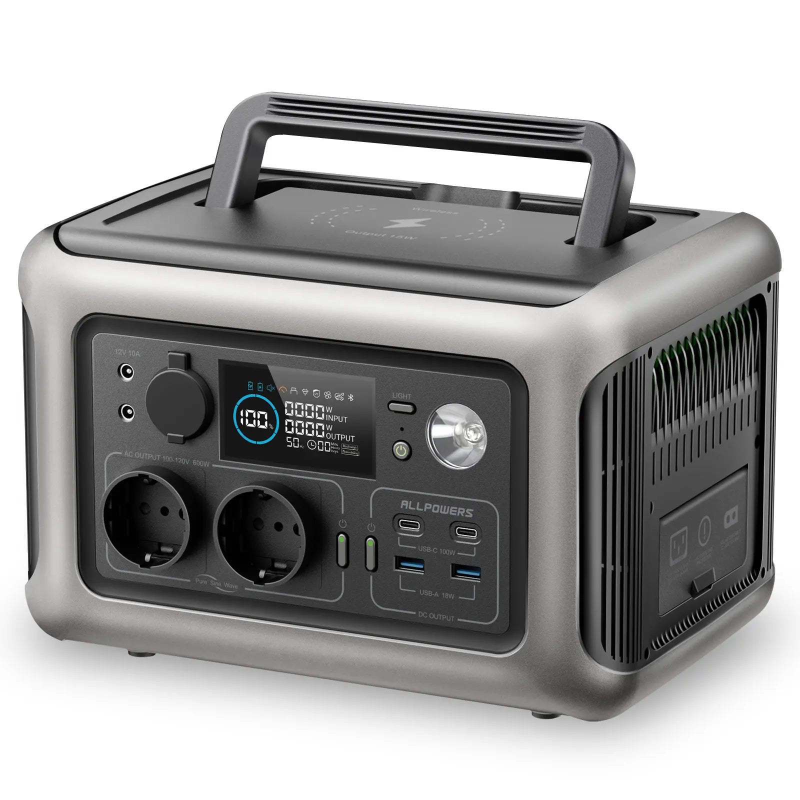 Portable Power Station 299Wh 600W LiFePO4 Battery Pack Emergency Backup Supply – Black