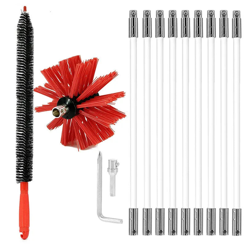 Chimney Sweep Kit 13 Piece Rotary Dryer Vent Cleaner Brush Set As Pack
