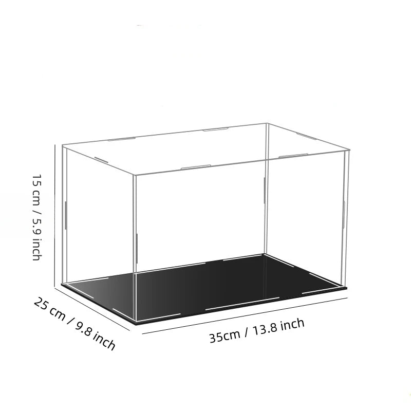 Portable Clear Acrylic Display Case 35 cm Dustproof Collectible Display Box with Black Base