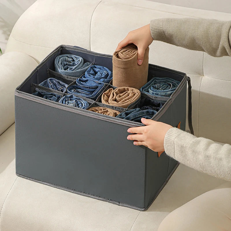 Shoe Storage Box Foldable Clear Cover with Adjustable Dividers - Grey