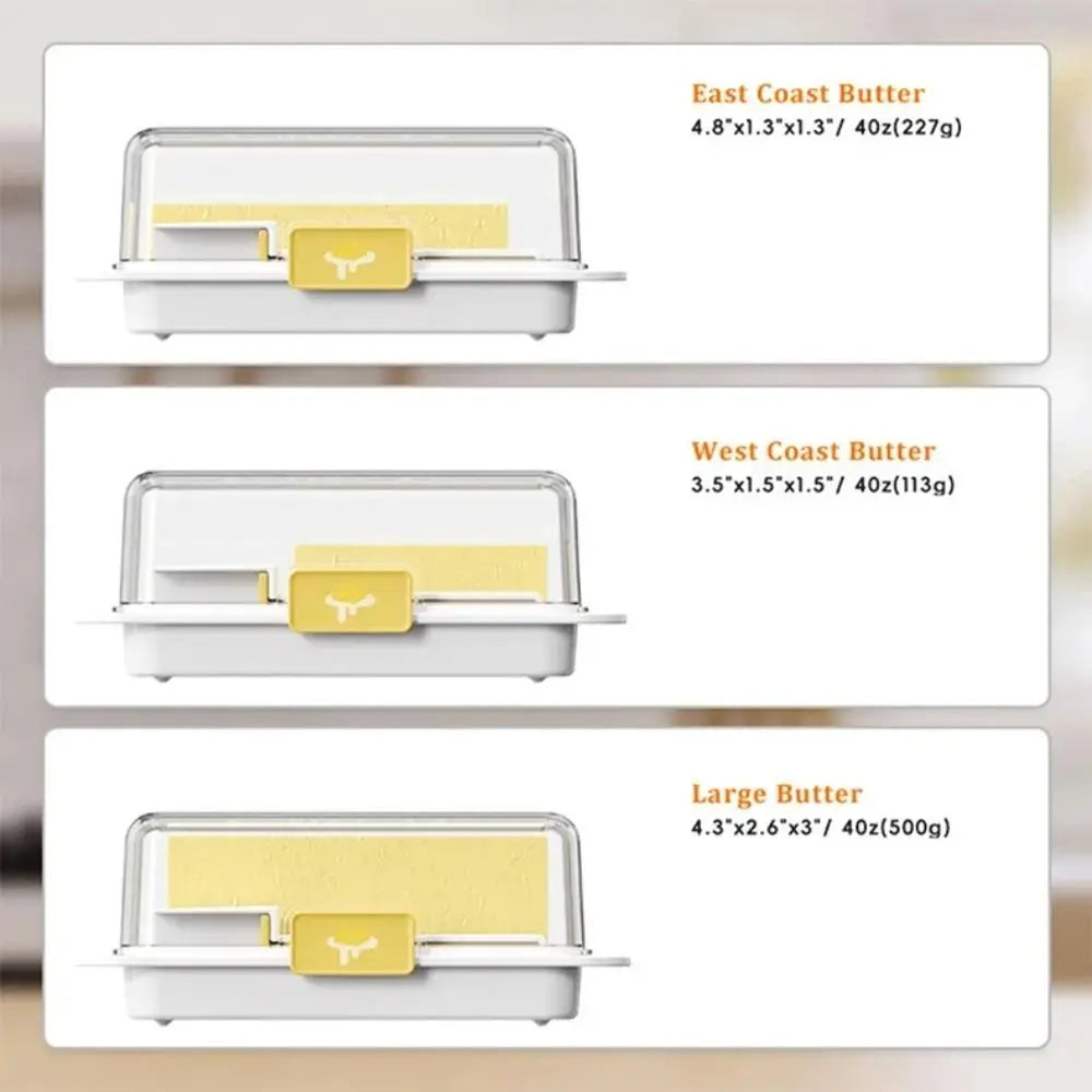 Butter Storage Box with Clear Lid Butter Keeper Cheese Container with Spreader – White