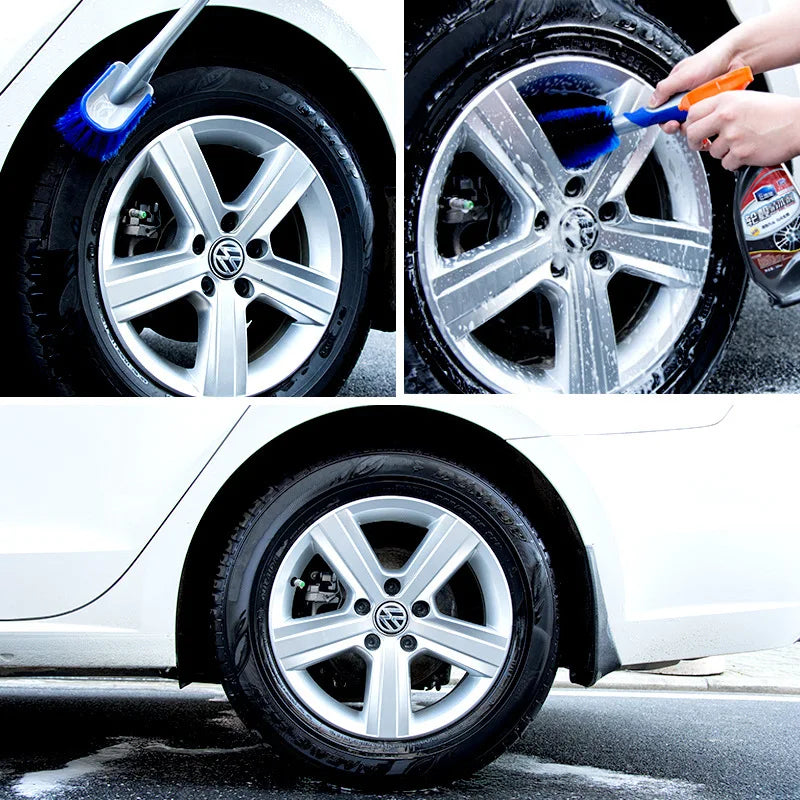 Car Wheel Cleaning Brush 1 Piece Long Handle Tire Rim Detail Wash Tool Extended Reach