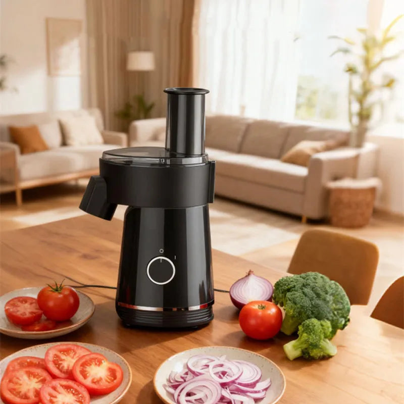 Electric Vegetable Chopper 6 In 1 Multifunction Food Processor - Black