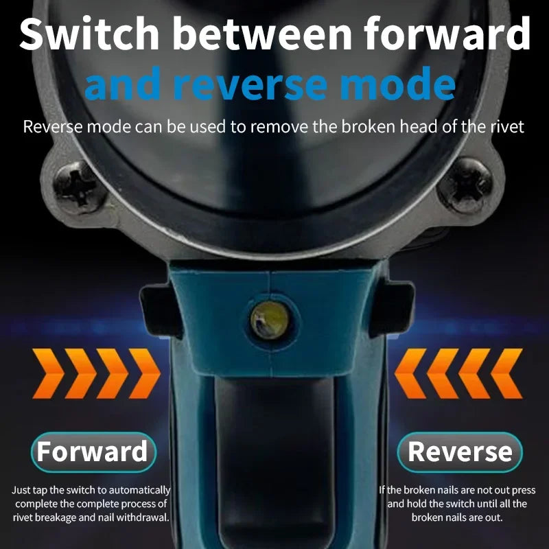 Rivet Tool 18V Brushless Cordless Automatic Fastening Tool LED Work Light Battery Ready