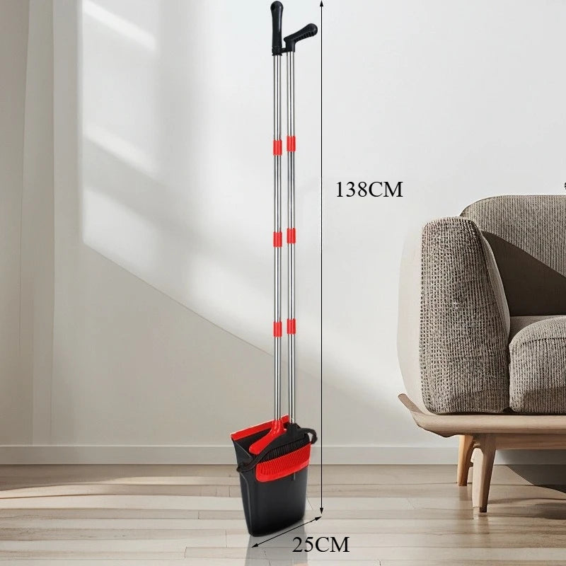 Broom and Dustpan Set Long Handle Upright Cleaning Combo Indoor Outdoor Use Red