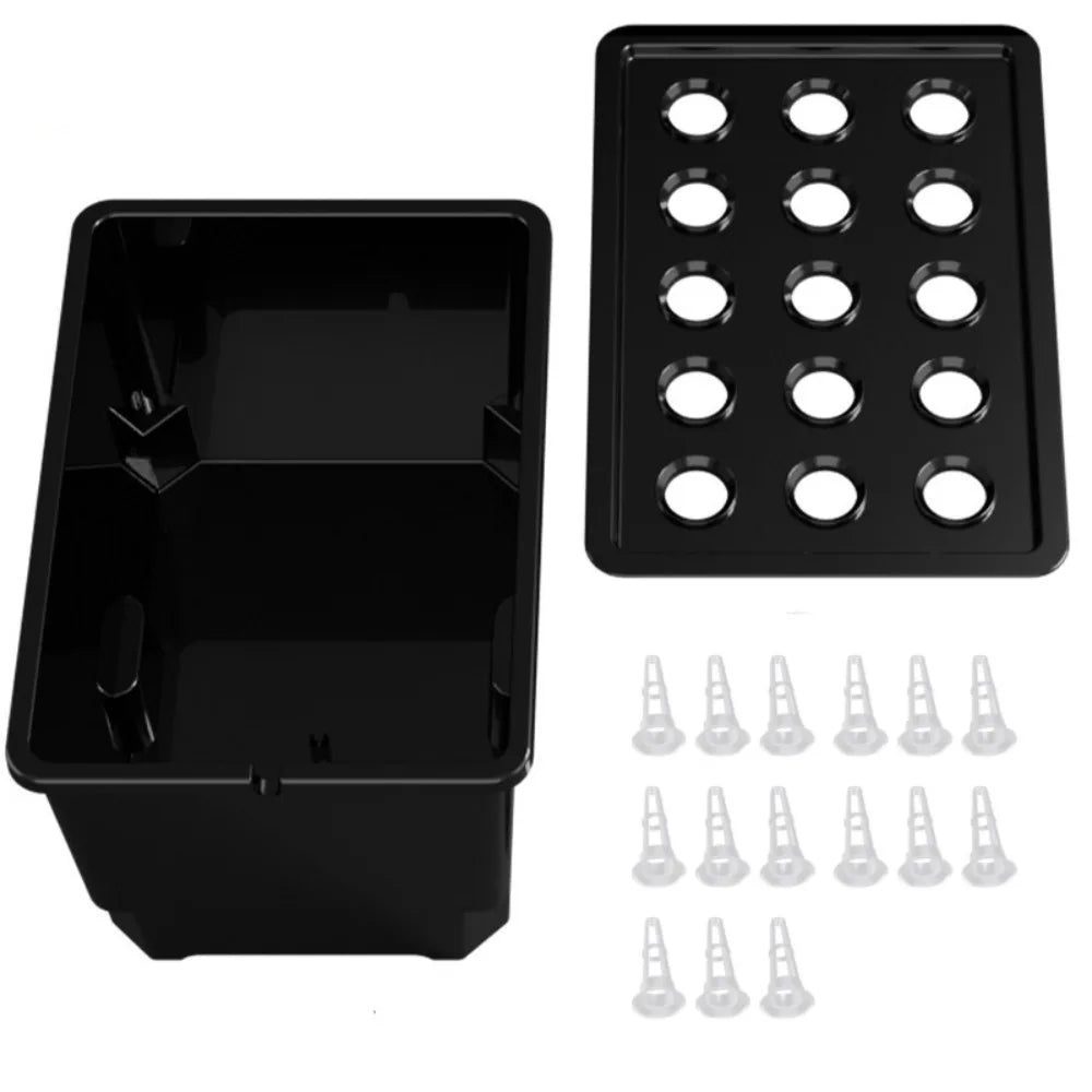 15 Hole Hydroponic Growing System Kit Split Design Indoor Germination Box with Planting Baskets – Black