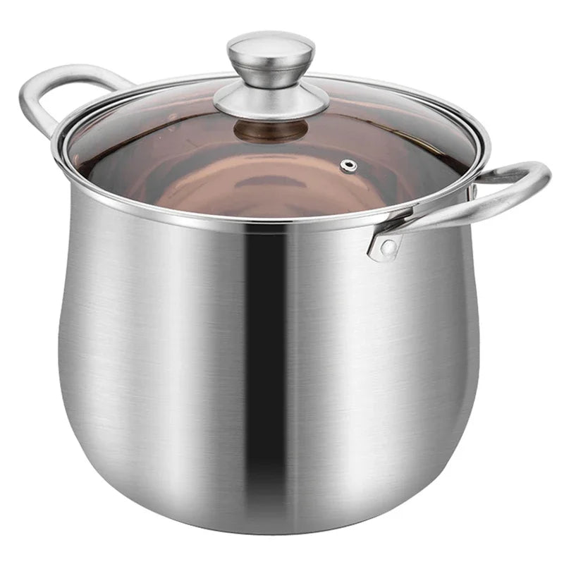 Soup Pot 24cm 7L Stainless Steel Deep Stock Cooking Pot with Glass Lid